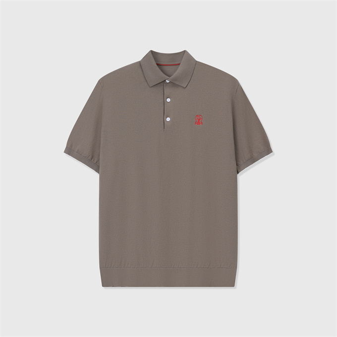 brunello cucinelli tennis embroidered short sleeve polo shirt